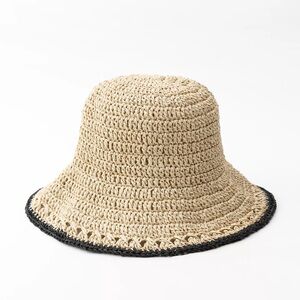 Zara Elegant Tan and Black Women's Straw Hat